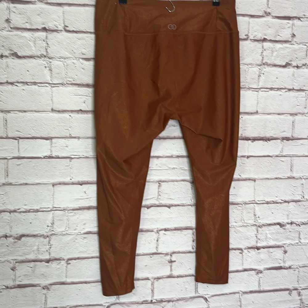 CALIA Women's Shimmer Metals 7/8 Leggings in Copper Foil XL